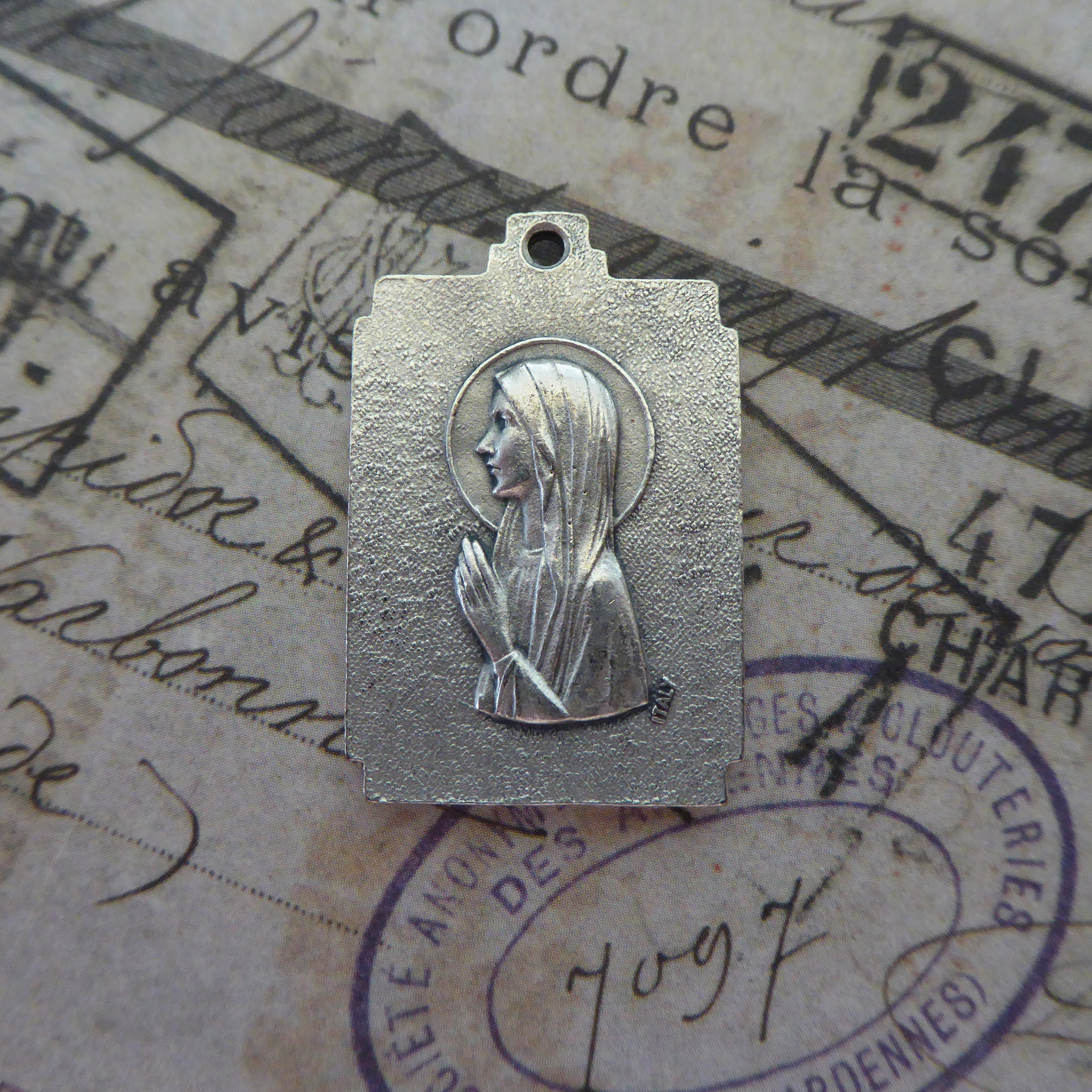 Matte Silver Our Lady of Lourdes Holy Religious Medal Blessed Virgin ...