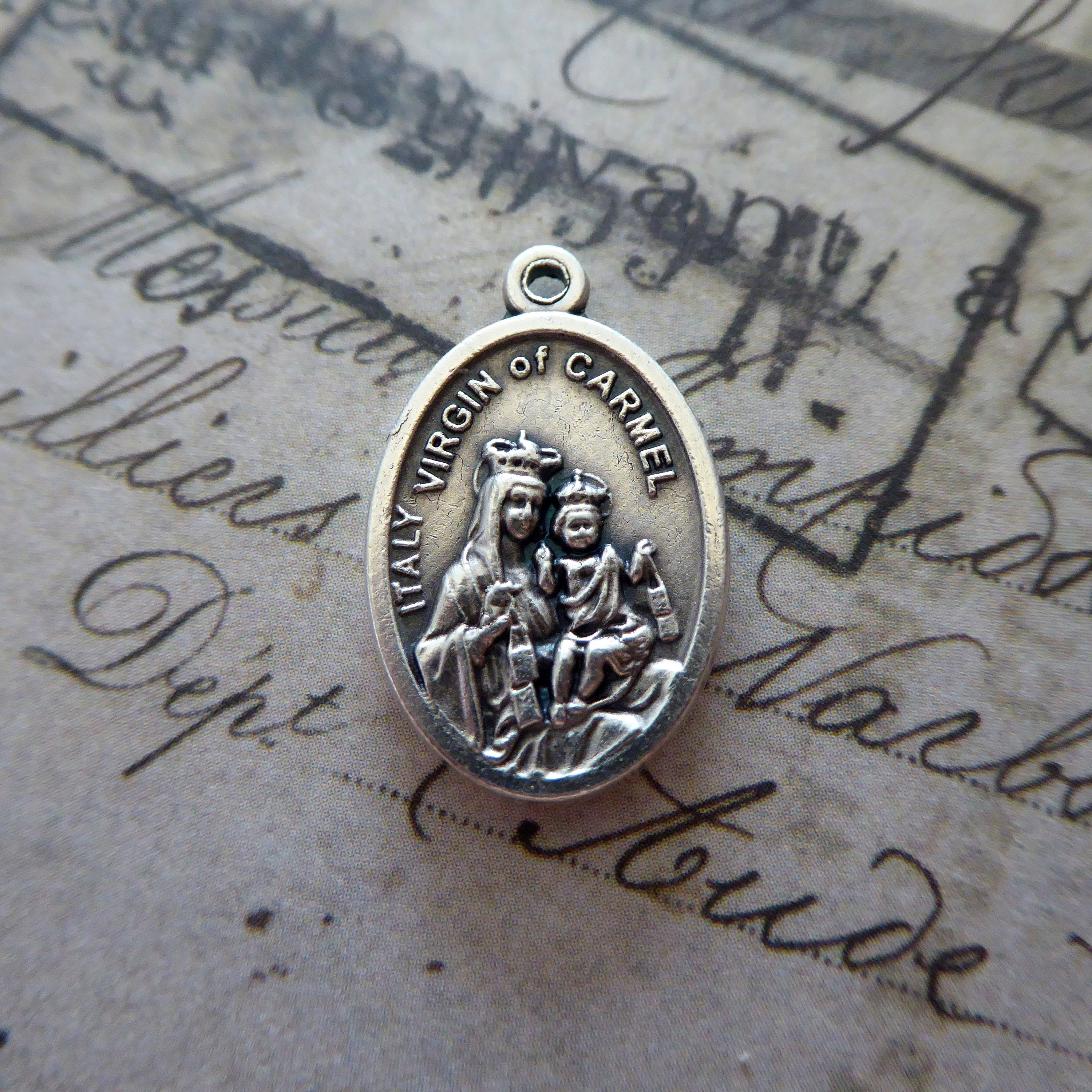 Sacred Heart Jesus & Virgin of Carmel Catholic Scapular Silver Italian ...