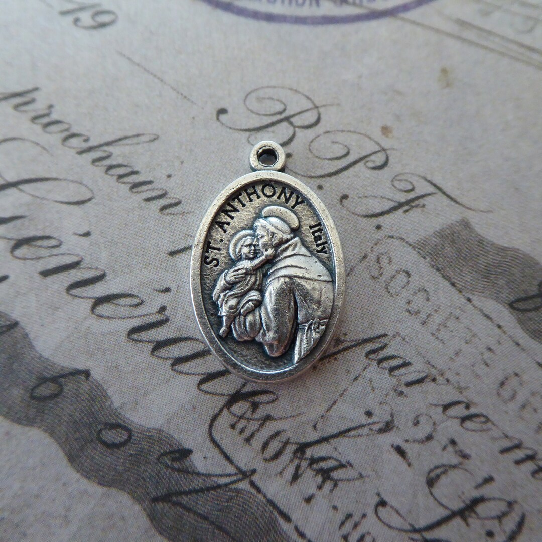 10k Gold Saint Anthony Medal Pendant - Patron Of Lost Articles, With 4 Diamonds | Catholic Religious Jewelry For Necklace Or Bracelet - View #9