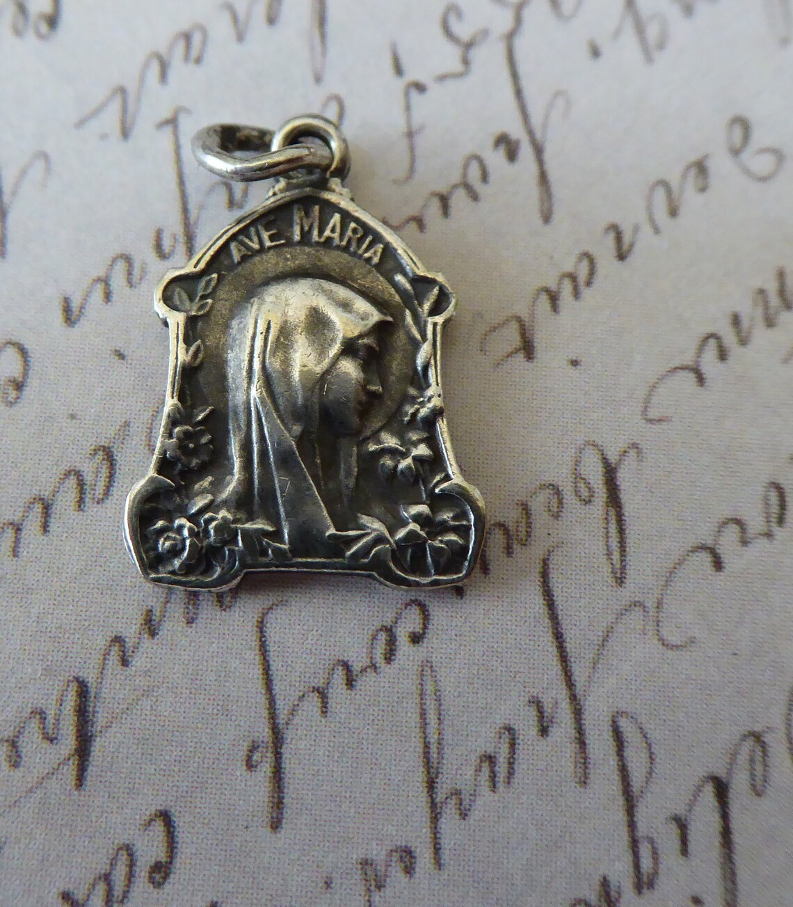 VERY RARE Ave Maria Notre Dame De Lourdes French Silver Holy Etsy