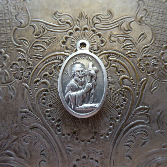 Saint Andrew Religious Miraculous Medal: Italian Silver Catholic Necklace Pendant Charm, Patron Saint Of Fisherman, Russia, & Scotland