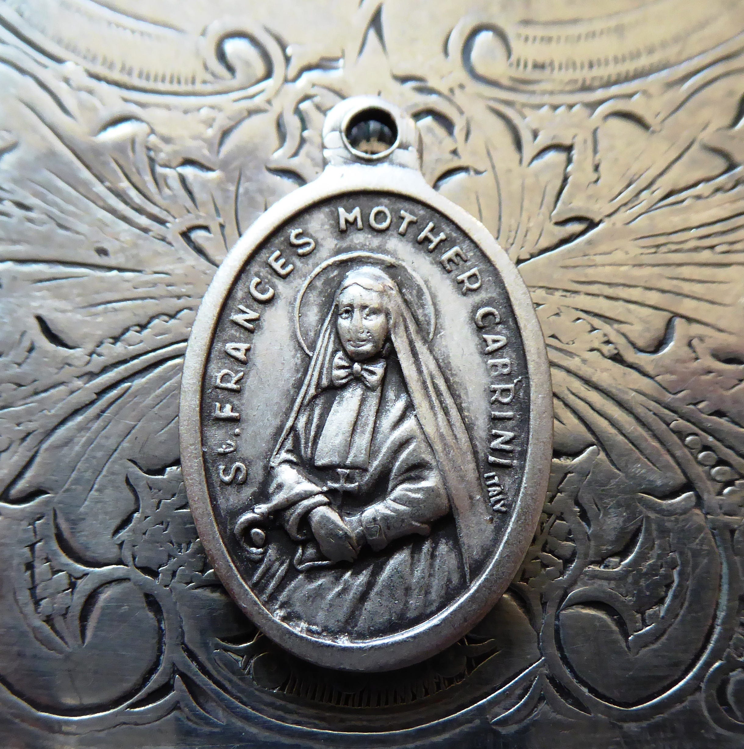 Saint Frances Mother Cabrini Xavier, Silver Basque Catholic Medallion ...