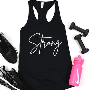 Women Fitness Tank Top for Motivation Workout Women Fitness Tank for Lifting Strong Racerback Tank with Sayings Trendy Women Fitness Tank