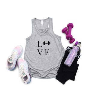 Women Workout Tank Women Fitness Tank for Cute Gym Clothes for Women Workout Shirt with Saying Love Fitness Racerback Tank for Fitness Lover