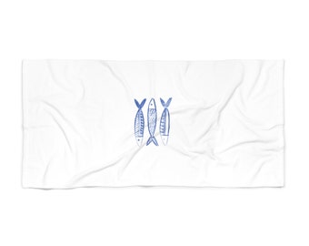 Beach Towel, Simple Fish Design, Soft Cotton