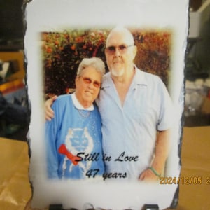 Regalo de pizarra con foto personalizada - Marco de fotos de pizarra personalizado - Aniversario, boda, Navidad, recuerdo - Placa de pizarra con foto hecha a mano