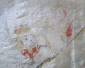 Antique Silk Children 39 s Hankie - Humpty Dumpty - Nursery Rhymes - 369