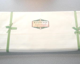 Pair of Vintage NOS Wamsutta Twin Bed Flat Sheets - White - 72" x 103" - Unused - Estate Find