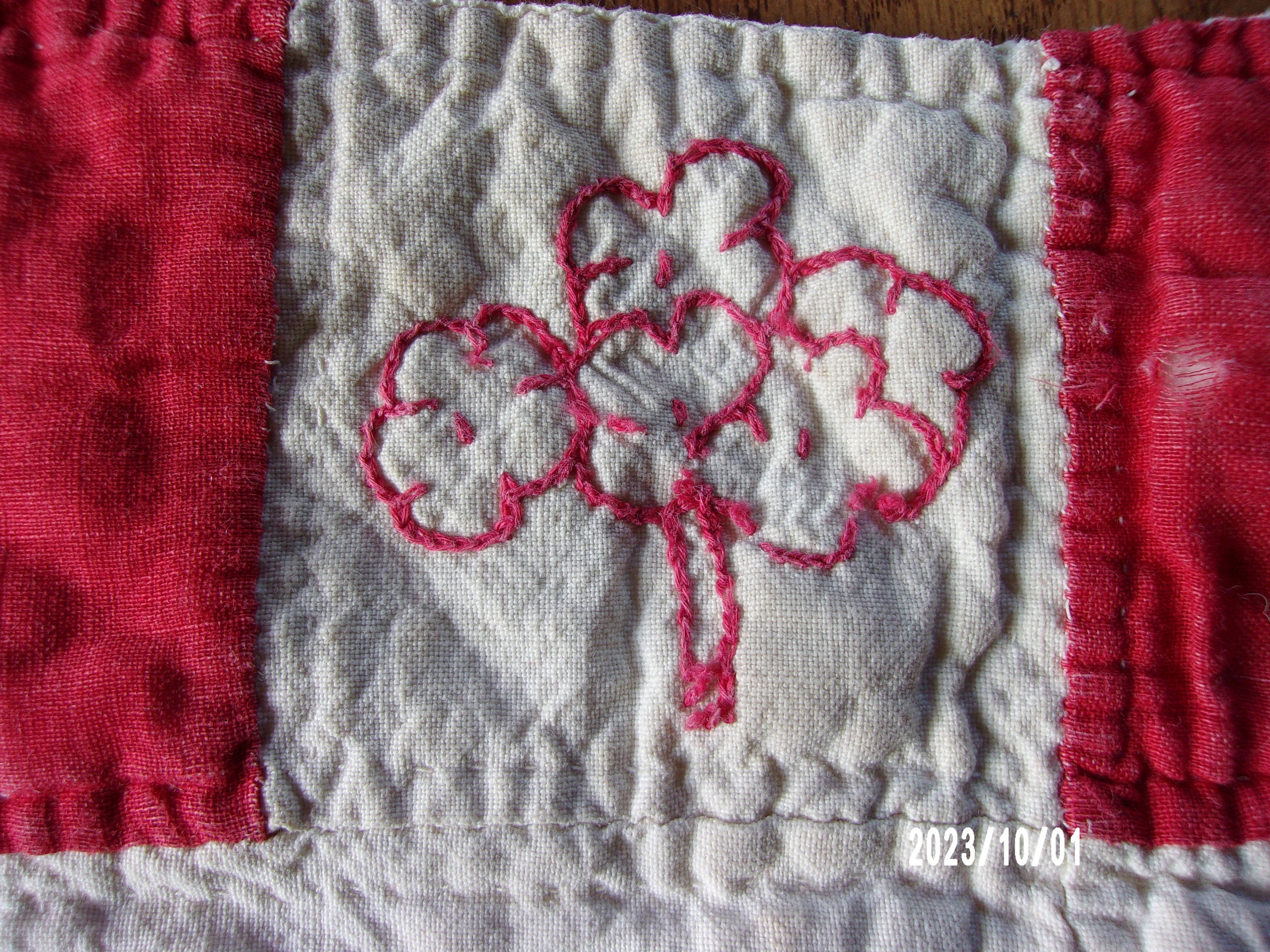Redwork Blocks Antique 1893 Redwork Quilt Block Flower Center Hand - Etsy