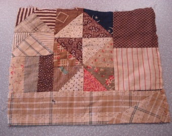 Not Reproduction Authentic #43 Hand Pieced Antique 1860/'s Civil War Era Patchwork Quilt Block /& 2 Fabric Pieces
