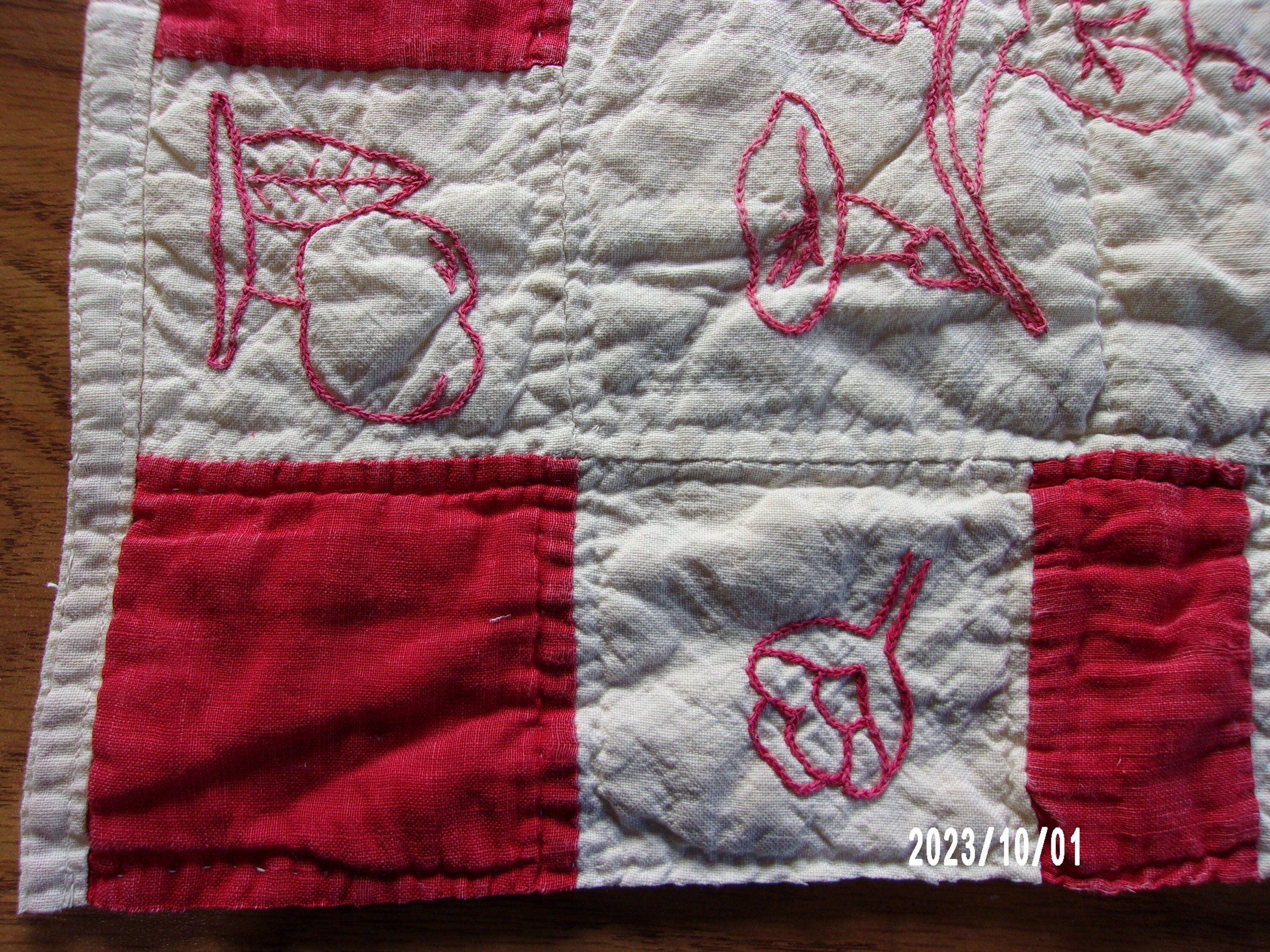 Redwork Blocks Antique 1893 Redwork Quilt Block - Flower Center - Hand Embroidery ...