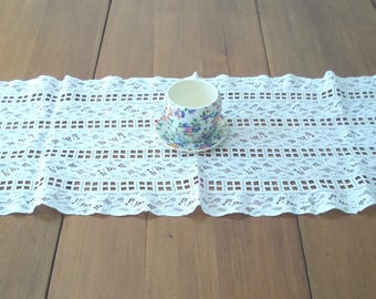Antique 1920's Gorgeous Bobbin & Geometric Lace  Long Table Runner - 13" W x 78" L