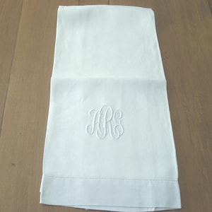 Antique Damask Linen Large Guest Towel Splasher - Monogram ARG - Roses Design - 24" x 38"