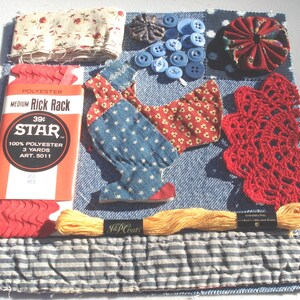 Vintage Slow Stitch Kit - Antique Calico Quilt Cutout Chicken - Inspiration Sewing Kit - Junk Journal Kit -  Collage Kit - 22 Pieces - #117