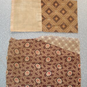 Not Reproduction Authentic #43 Hand Pieced Antique 1860/'s Civil War Era Patchwork Quilt Block /& 2 Fabric Pieces