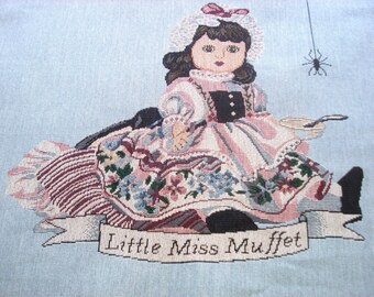 Sweet Little Miss Muffet Fabric Block for Pillow/Creative Projects - 14"L x 18"W