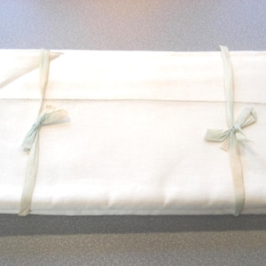 Par de sábanas planas vintage de lino NOS para cama individual - Blancas - Vainica - 183 x 260 cm - Sin usar - Hallazgo de patrimonio - Envío gratuito