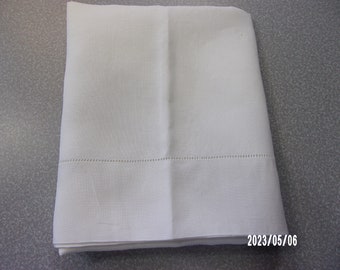 Elegant Vintage Linen Pillowcase - King Size Case - Hand Sewn - French Seamed - Creamy White Color - 22" W x 34" L