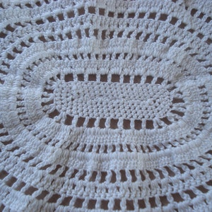 Vintage Handmade Crochet Oblong Doily Frilly Design White Color 14 x 16 51 image 2