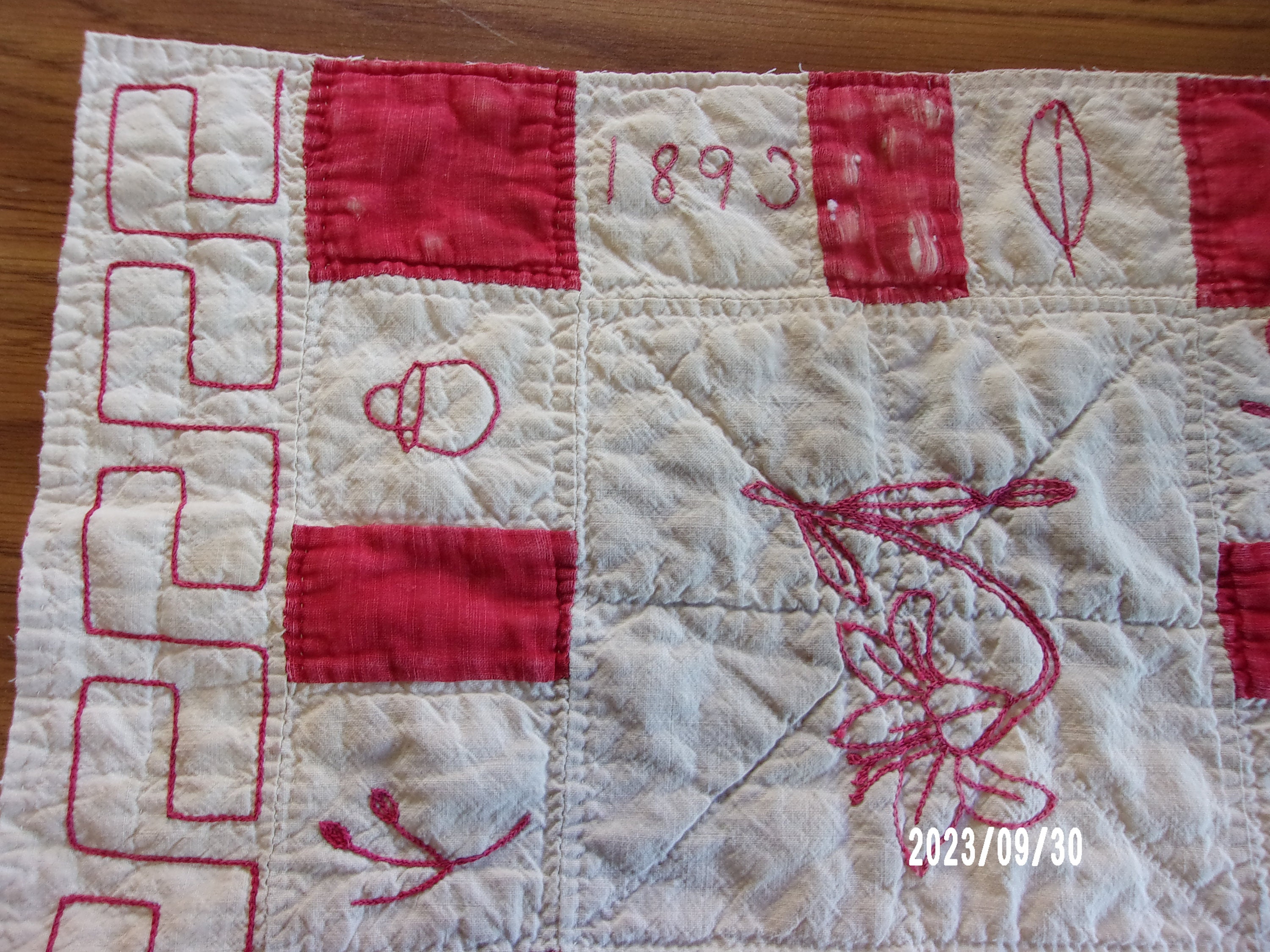 Redwork Blocks Antique 1893 Redwork Quilt Block Flower Center Hand - Etsy