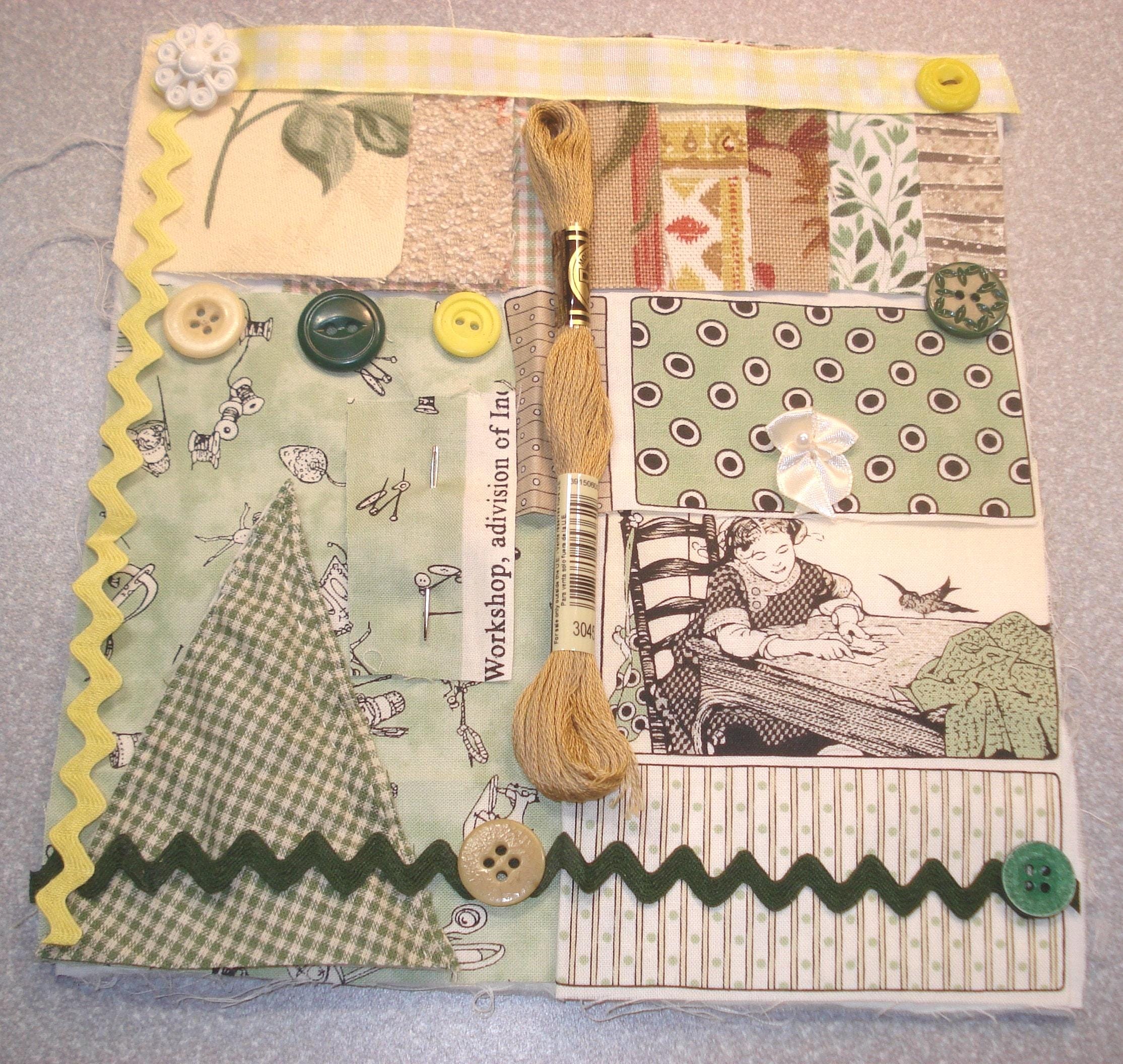 Vintage Slow Stitch Kits - Inspiration Sewing - Junk Journal - Custom Kits - Buttons & Trims - Sewing Room Fabric Kits - 27 Pieces - #57