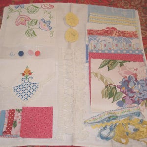 Vintage Slow Stitch Kit - Inspiration Sewing Kit - Junk Journal Kit - Custom Kit - Embroidery Fabrics Buttons Trims - 30 Piece Kit -  #4