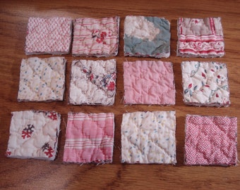 Antique 1800's Quilt Pieces for Creative & Sewing Projects - Scraps for Journals - Collage - Repairs - Twelve  Quilt Scraps - 1 Inch - #3