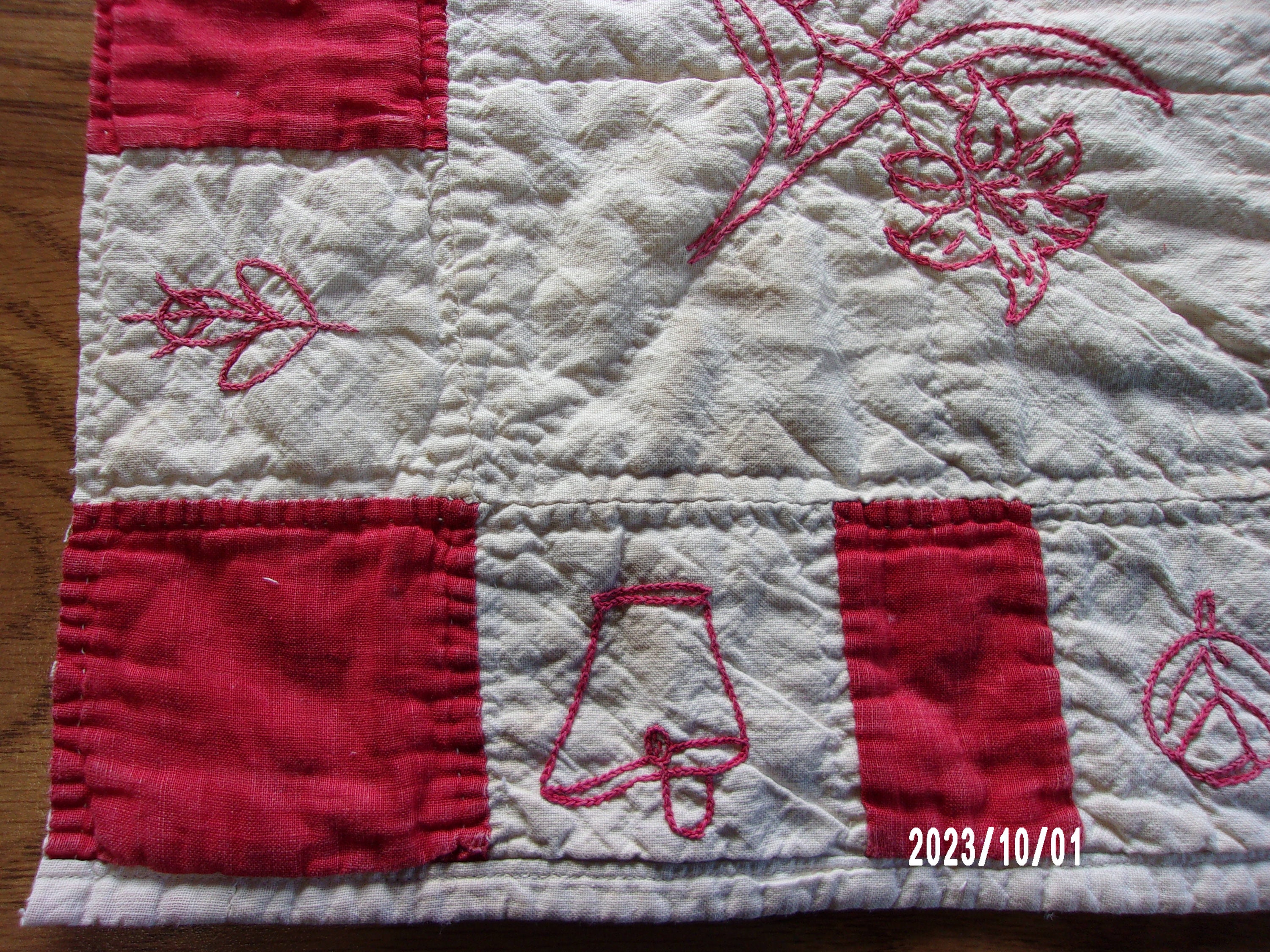 Redwork Blocks Antique 1893 Redwork Quilt Block - Flower Center - Hand Embroidered ...