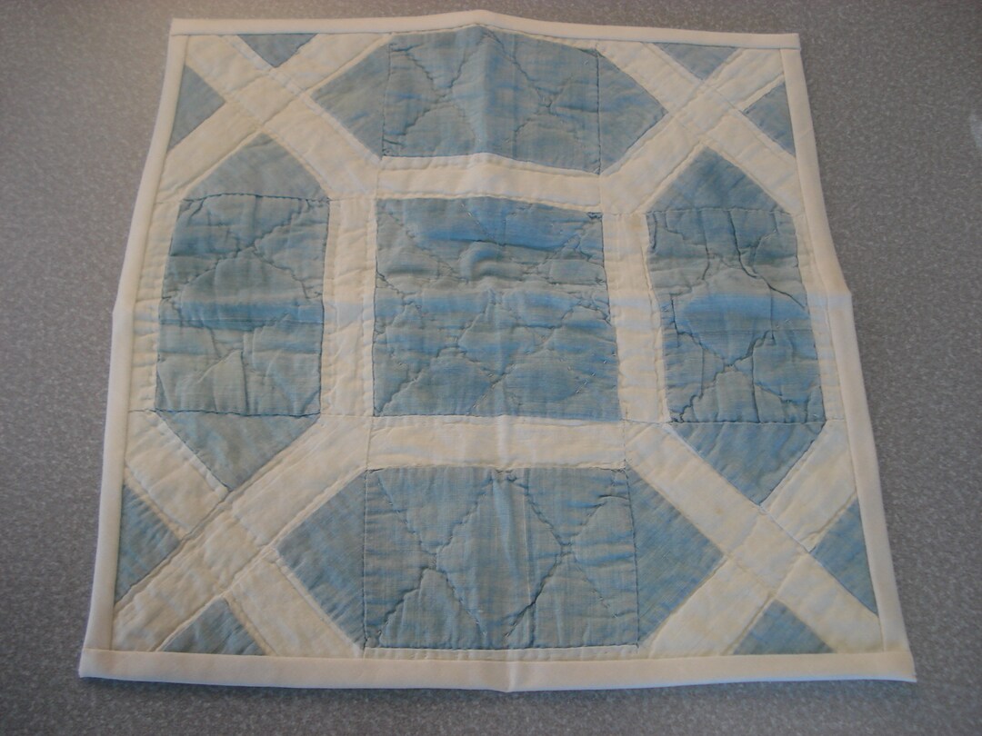 Handmade Table Mat Made From a Mid 1800's Antique Quilt Block Light