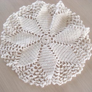 Vintage Handmade Crochet Doily - Ecru Color - Round - 7.5 Inch - #33