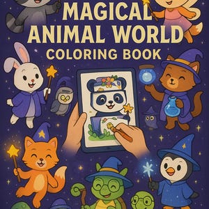 Magical Animal World Coloring Book | For Kids Ages 3-6 | Printable PDF + PNG