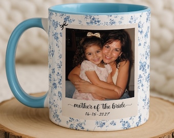 Personalized Photo Mother of the Bride Groom Mug, Custom Picture Maid of Honor De Jouy Gift,  Soul Sister Wedding Present MOH Bachelorette