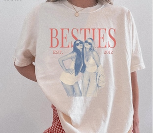 Personalized Best Friend Shirt, Custom Photo Bestie Est Graphic Tee, Picture BFF Tee, Friendship Gift Idea, Birthday Present for Her Female