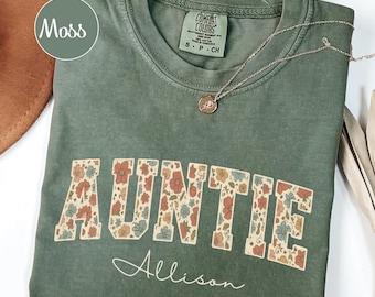 Personalized Aunt T-Shirt, Floral Auntie Tee, Pregnancy Announcement Reveal Gift, Birthday Present