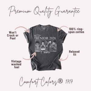 Camiseta con foto personalizada para estudiantes de último año de 2026, camiseta personalizada con foto del año, regalo de la generación de 2026, regalo de graduación de secundaria para estudiantes de último año, estilo retro vintage imagen 2