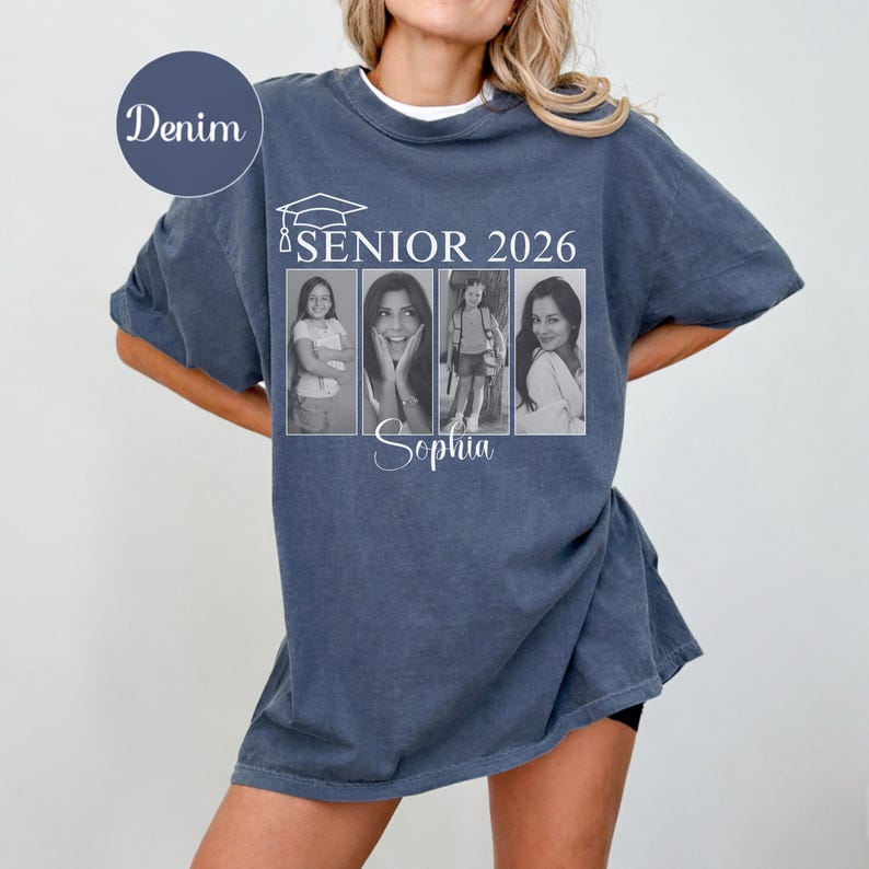 Camiseta con foto personalizada para estudiantes de último año de 2026, camiseta personalizada con foto del año, regalo de la generación de 2026, regalo de graduación de secundaria para estudiantes de último año, estilo retro vintage imagen 13