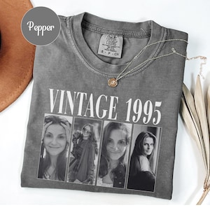 Comfort Colors®Custom Vintage Photo And Year Shirt, Personalized 30th Birthday Gift for Her, Retro 1996 Tee, Picture For Birthday Party, Men