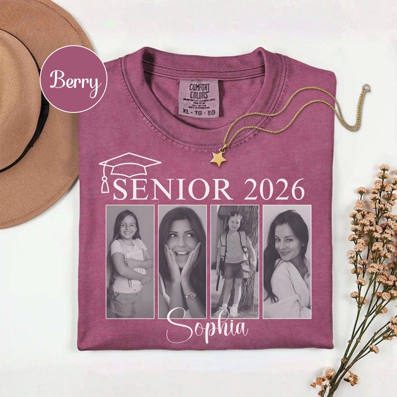 Camiseta con foto personalizada para estudiantes de último año de 2026, camiseta personalizada con foto del año, regalo de la generación de 2026, regalo de graduación de secundaria para estudiantes de último año, estilo retro vintage imagen 12