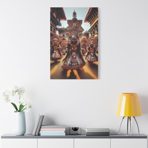 Nepal Traditional Dance Wall Matte Canvas, Nepali Cultural, Nepali Home Decor, Nepal Wall Art Canvas, Nepalese Decor, Nepal Culture Art