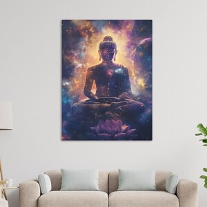 Cosmic Buddha Canvas Art: Meditation Zen Home Decor