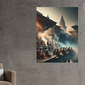 Pashupatinath Temple Matte Canvas, Nepali Spiritual Heritage Wall Art, Hindu God, Nepali Home Decor, Nepal Wall Art Canvas, Nepalese Decor