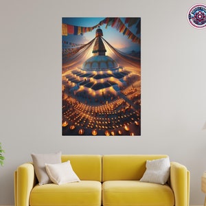 Boudhanath Stupa Matte Canvas, Nepali Home Decor, Nepal Wall Art Canvas, Nepal Travel Art, Nepalese Decor, Kathmandu Streets, Nepal Art