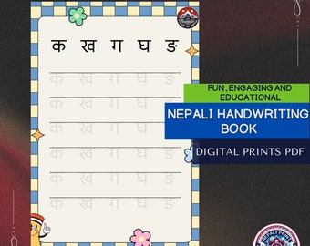 Printable Nepali Alphabet Handwriting Practice Worksheets, Kids Practice Writing copy, Digital Download, Nepali Language Learning