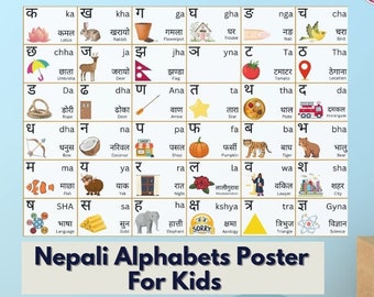 Printable Nepali Alphabet Poster, Digital Download, Educational Wall Art for Kids, Nepali Language Learning, Nepali Alphabet Poster, Nepali