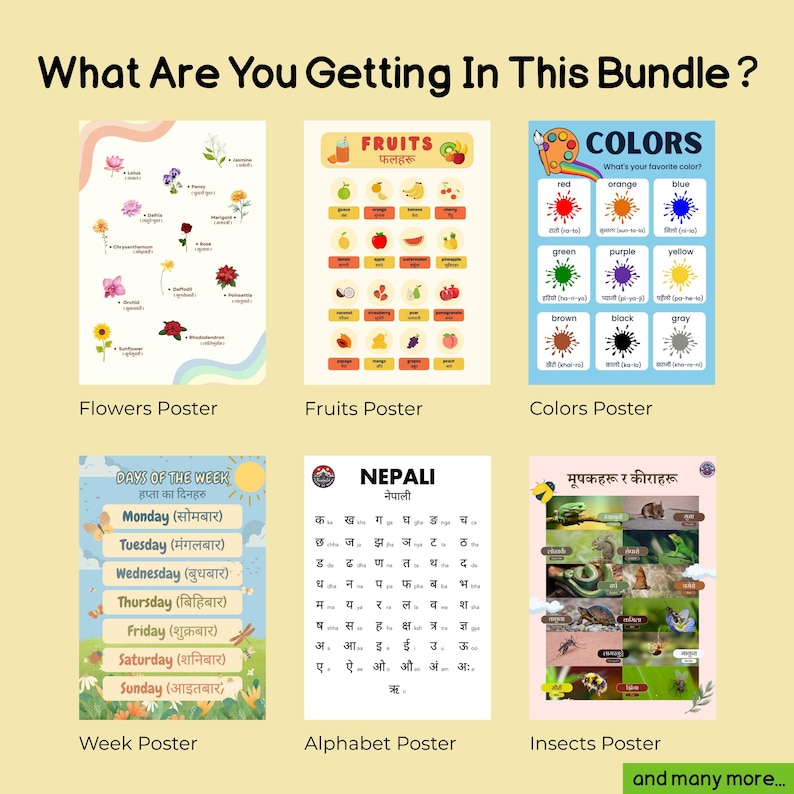 Nepali Kids Learning Posters Bundle: Homeschool Printable (digital ...