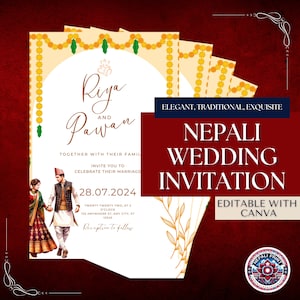 Wedding Invitation Card, Customizable Digital Design, Nepali Design Invitation Card, Wedding Invitation, Nepali Cards, Invitation Card