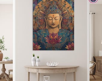Vintage Buddha Canvas Wall Art: Spiritual Zen Decor
