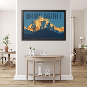 Berg Wand Kunst, Dhaulagiri I Gerahmte Leinwand, Nepal Berg Leinwand, Nepal Wand Dekor, Berg Landschaft Druck, Trekking Wand Dekor
