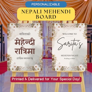 Personalized Mehendi Welcome Board: Nepali Wedding Decor