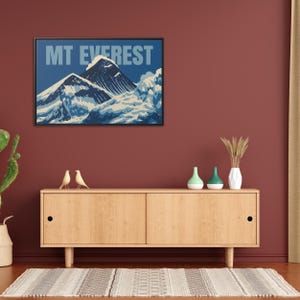 Mount Everest Wandkunst, Everest gerahmte Leinwand, Nepal Berg Leinwand, Nepal Wanddekoration, Everest Landschaftsdruck, Trekking Wanddekoration